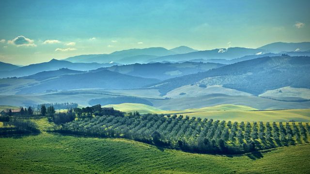 Toscansk landskap, blåner